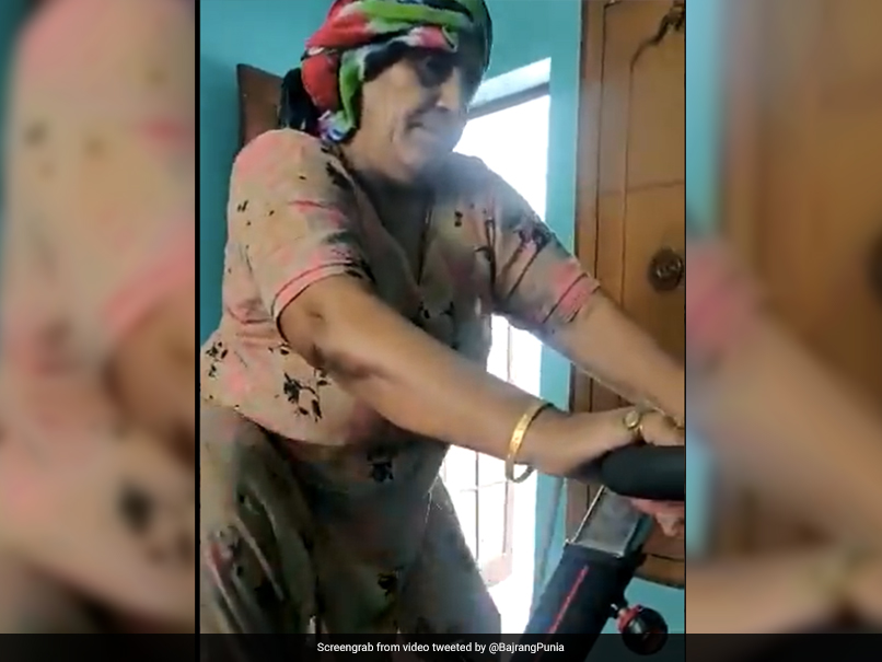 Watch: Wrestler Bajrang Punia's Mother Beats Lockdown Blues By Working Out On Exercise Bike At Home