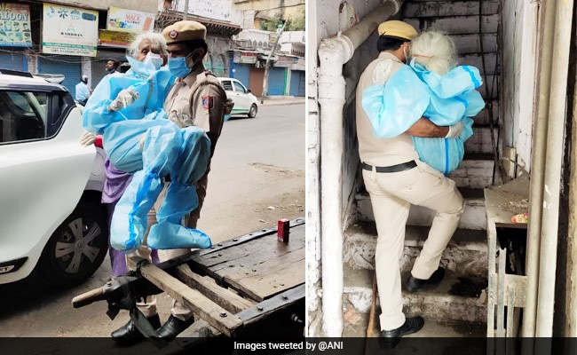 चल नहीं सकती थी बुजुर्ग महिला, तो पुलिसवाले ने उठाया गोद में और ले गया वैक्सीन लगवाने, IPS ने दिया ऐसा रिएक्शन