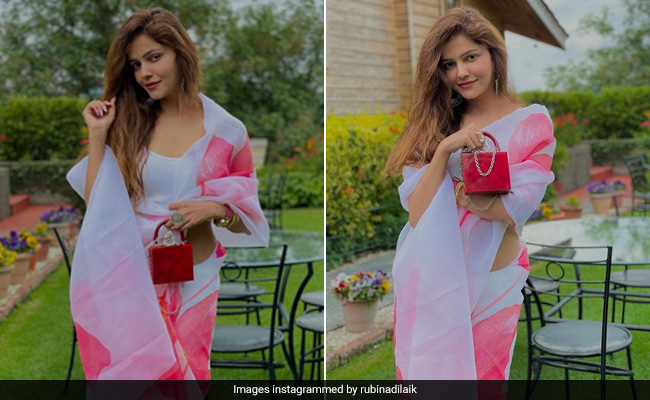 Rubina Dilaik Spells Summer Fashion In A Floral <i>Saree</i> With A Mini Bag Inspired By Her