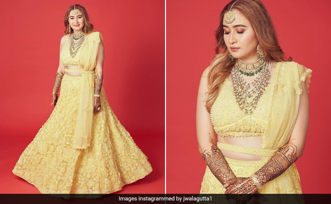 Jwala Gutta Is A Stunning Summer Bride In A Yellow <i>Lehenga</i> For Her Wedding To Vishnu Vishal