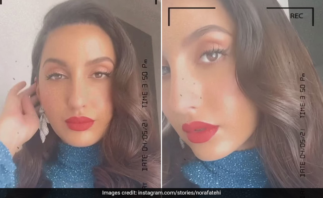 Nora Fatehi Is As Glam As Can Be With A Perfect Red Lip And Soft Curls