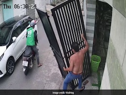 Video: Close Shave For Bike Rider As Iron Gate Nearly Falls On Him Video: Close Shave For Bike Rider As Iron Gate Nearly Falls On Him