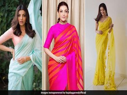 Happy Birthday Kajal Aggarwal: From Pastel Shades To Traditional Weaves, Kajal Aggarwal's <i>Saree</i> Style Is Through The Roof Happy Birthday Kajal Aggarwal: From Pastel Shades To Traditional Weaves, Kajal Aggarwal's <i>Saree</i> Style Is Through The Roof