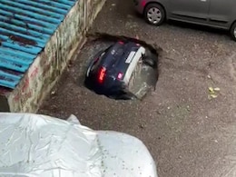 Watch: Sinkhole Swallows A Parked Car In Mumbai's Residential Complex Watch: Sinkhole Swallows A Parked Car In Mumbai's Residential Complex
