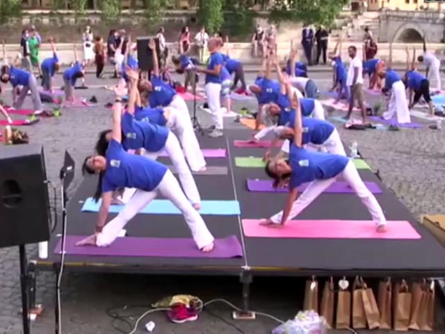 Indian Embassy Celebrates International Yoga Day In Rome