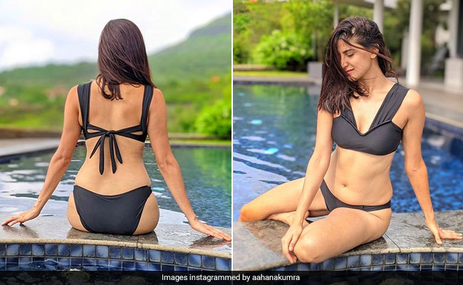 Aahana Kumra Welcomes The Monsoons In A Classic Black Bikini