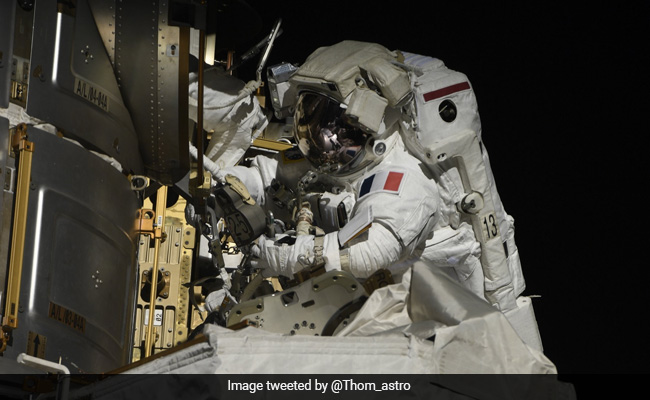 US, French Astronauts Make International Space Station Spacewalk