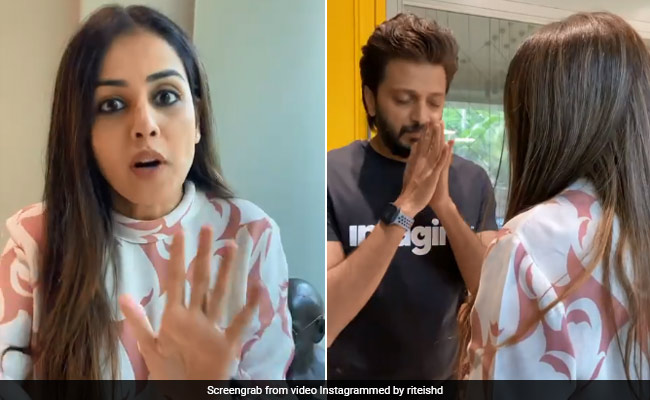 जेनेलिया डिसूजा और रितेश देशमुख के बीच हुई खटपट, मांगनी पड़ गई एक्टर को माफी- देखें Video