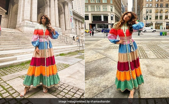 Shama Sikander Makes Summer Look More Colourful With Her Rainbow Dress