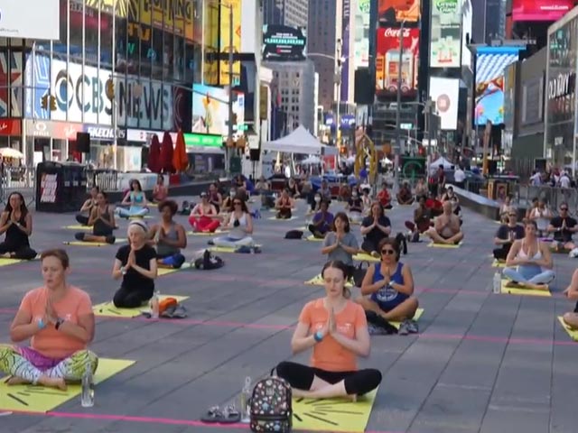 International Yoga Day Celebrated At Times Square In New York