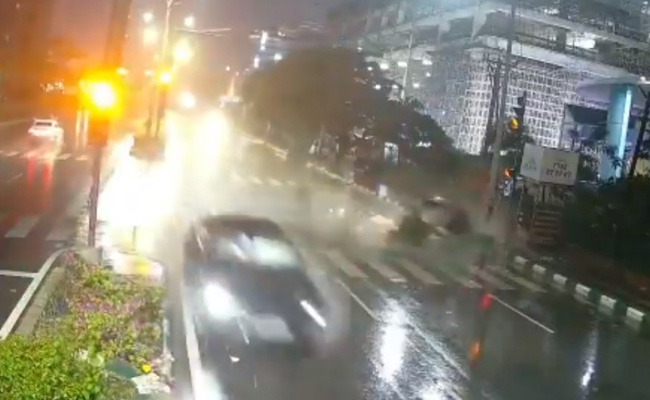 Video: Audi Car Speeding In Heavy Rain Hits Auto In Hyderabad, 1 Killed
