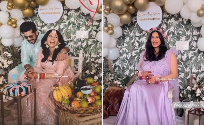 With Suyyash Rai By Her Side, Kishwer Merchant Looks Pretty As A Picture In Pastels For Her Baby Shower