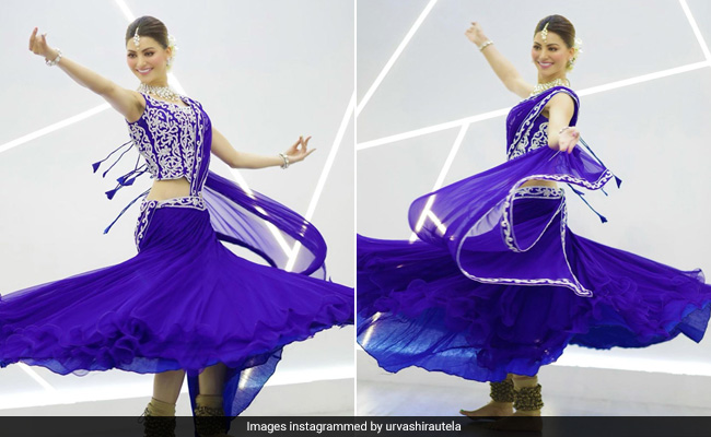 Urvashi Rautela Is A Traditional Ethnic Beauty In A Blue <i>Ghagra Choli</i> As She Breaks Out Her <i>Kathak</i> Moves