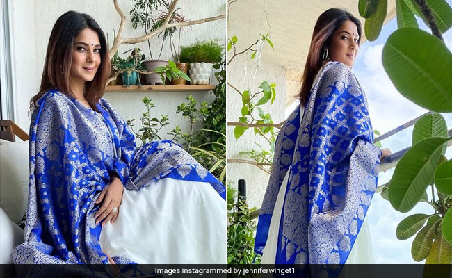 BRB, Busy Admiring Jennifer Winget's Simple But Stunning Blue And White Ethnic Look