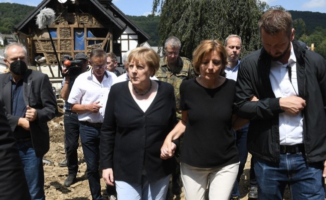 "Surreal, Eerie Situation": German Chancellor Angela Merkel Visits Flood-Affected Areas