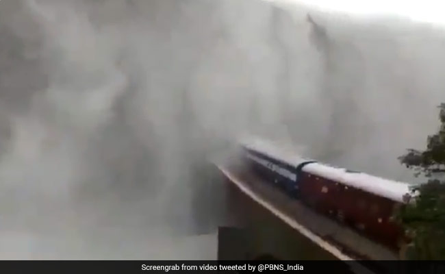 Watch: Incredible Sight Of Train Passing Through Goa Waterfall In Heavy Rain