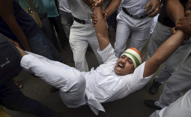 Congress Workers Arrested After Protests In Kolkata Over Pegasus Row