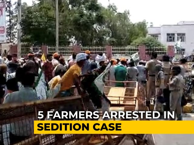 Farmers Knock Down Barricades In Haryana At Protest Against Sedition Case
