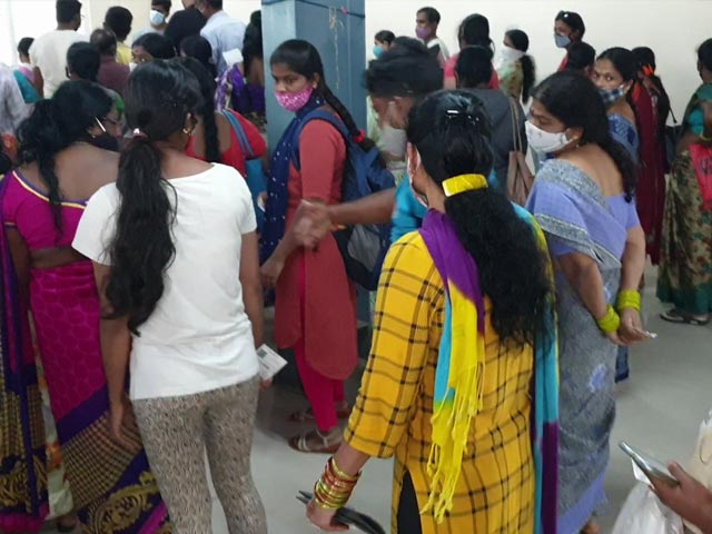 Massive Rush At Telangana Vaccination Centre Creates Chaos