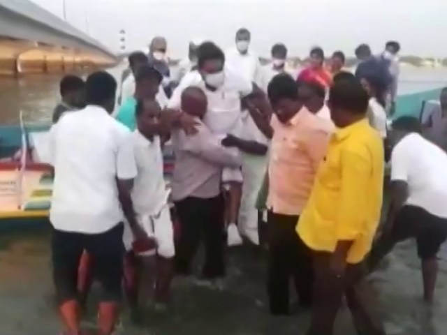 Watch: Tamil Nadu Minister On Survey Carried On Shoulders By Fishermen