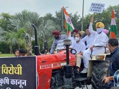 Rahul Gandhi Rides Tractor, Says "Brought Farmers' Message To Parliament"