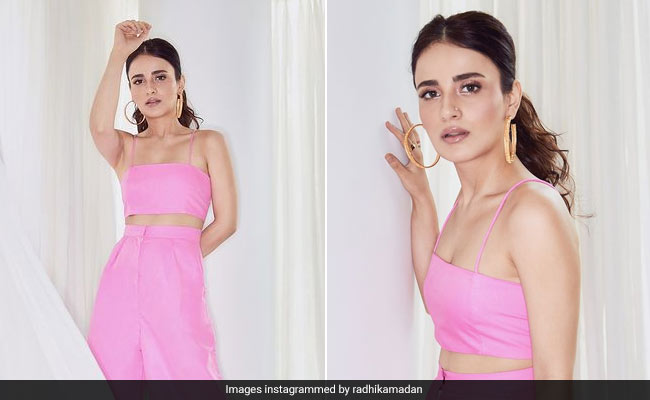 Radhika Madan Is The Colour Of Love In A Pretty Pink Co-Ord Crop Top And Trousers Set