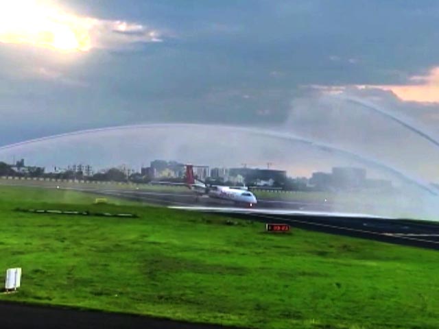 Watch: First-Ever Goa-Rajkot Flight Receives Water Cannon Salute
