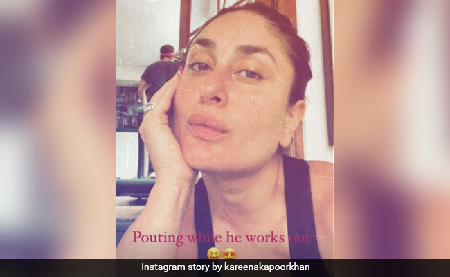 Spot Saif Ali Khan In This Pic Of Kareena Kapoor "Pouting While He Works Out"