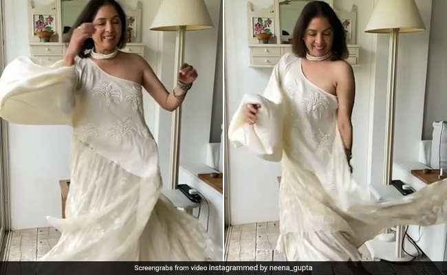 Neena Gupta Twirls Her Way Into Our Hearts In A Dreamy Ivory Dress Made By Daughter Masaba Gupta