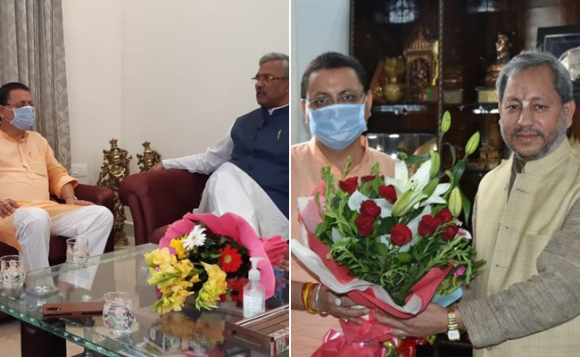 शपथ ग्रहण से पहले पुष्कर सिंह धामी ने दो पूर्व मुख्यमंत्रियों से की मुलाकात, शाम में होगी ताजपोशी