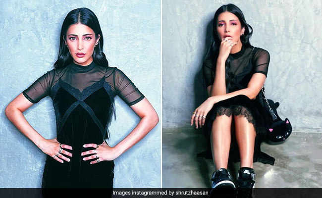Shruti Haasan Brings Out Her Inner Punk Princess In A Velvet Dress With Air Jordan Sneakers