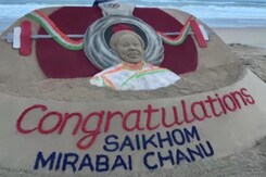 Sand Art Tribute For Weightlifter Mirabai Chanu Who Won Silver At Tokyo Olympics Sand Art Tribute For Weightlifter Mirabai Chanu Who Won Silver At Tokyo Olympics