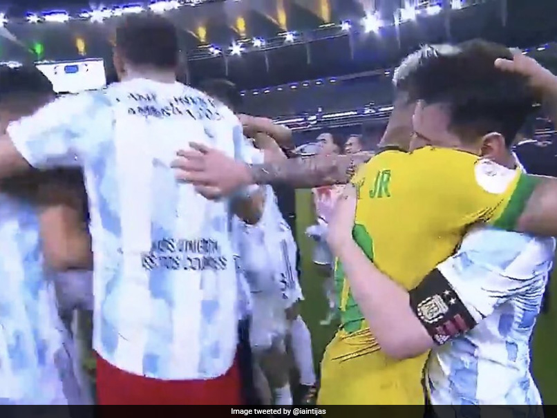 Watch: Lionel Messi Keeps Celebrating Teammates At Bay As He Consoles Neymar After Argentina Win Copa America