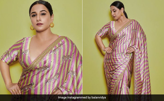 Just Vidya Balan Rocking A Tiger Print Striped <i>Saree</i> Like The "Sherni" She Is
