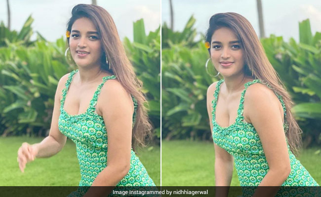 Nidhhi Agerwal In A Pretty Green Floral Dress Looks Fresher Than Any Monsoon Day