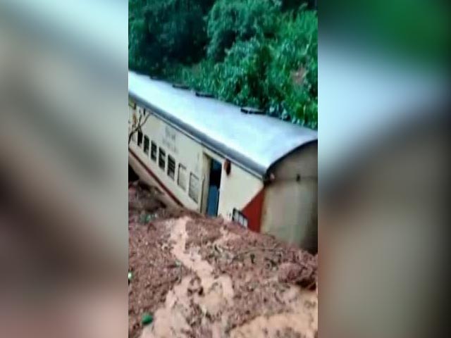 Watch: Train Hit By Landslide After Massive Rain, Goes Off Tracks In Goa