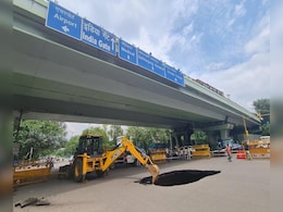 Delhi Water Supply Disrupted As Portion Of Road Caves Due To Heavy Rain Delhi Water Supply Disrupted As Portion Of Road Caves Due To Heavy Rain