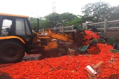 Watch: Earthmover Clears Tonnes Of Tomatoes Scattered On Mumbai Highway Watch: Earthmover Clears Tonnes Of Tomatoes Scattered On Mumbai Highway