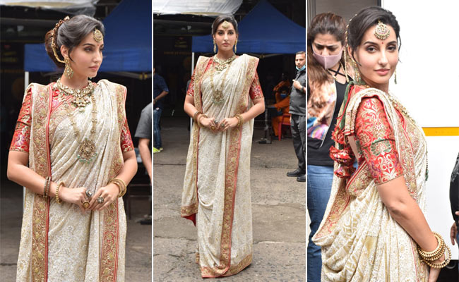 We're Sure Even Madhuri Dixit Took A Double Take After Seeing Nora Fatehi In Her Iconic Ethnic Outfit
