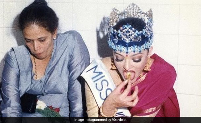 Throwback Thursday: When Newly Crowned Miss World 1994 Aishwarya Rai Ate In A Pink And Gold <i>Saree</i>