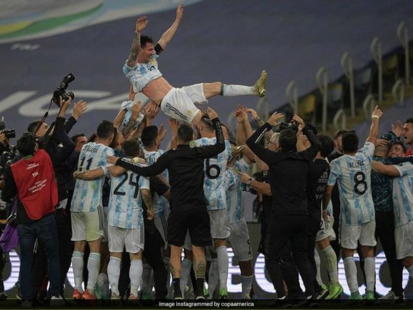 Watch: Incredible Scenes As Lionel Messi Tossed In The Air By Argentina Teammates After Copa America Triumph