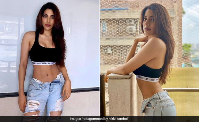 Crop Tops And Jeans Are A Classic Pair For Nikki Tamboli's Chiseled Abs On Display