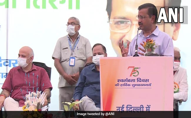 Arvind Kejriwal Inaugurates Five Flag Masts On 75th Independence Day