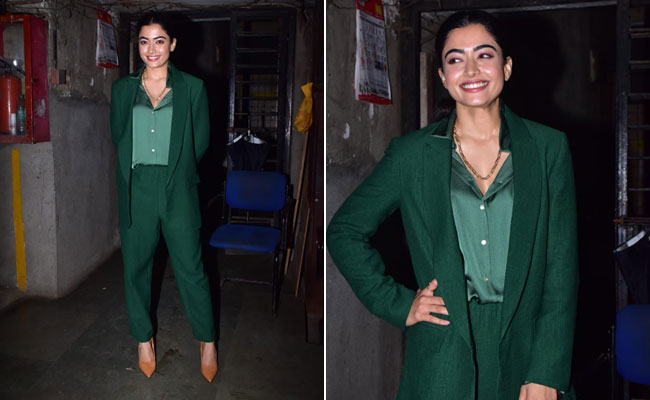 You Know Rashmika Mandanna Means Business When She Pairs Her Dark Green Pantsuit For Dinner Dates In Town