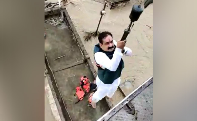 Watch: Madhya Pradesh Minister Airlifted After Trying Flood Rescue On Boat