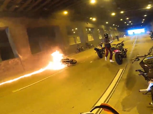 Motorcycle Stunt Rider Ends Up In Flames