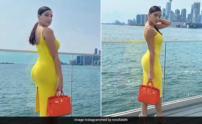 Nora Fatehi's Rs 10 Lakh Hermes Birkin Handbag Adds Colour To Her Bright Bodycon Dress