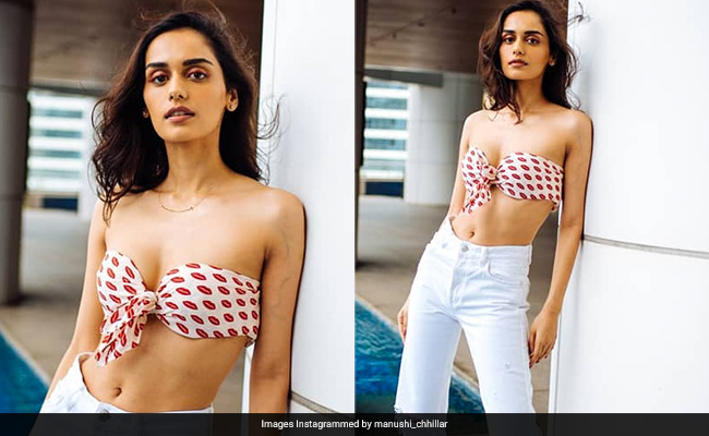 Manushi Chhillar Shows Us Just How Chic A Printed Bikini Can Look With Ripped Jeans And Heels