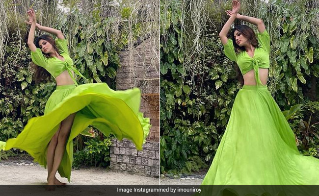 Mouni Roy Can't Stop Swirling And Twirling To Her Own Tunes In Her Green Co-Ord Set From Maldives