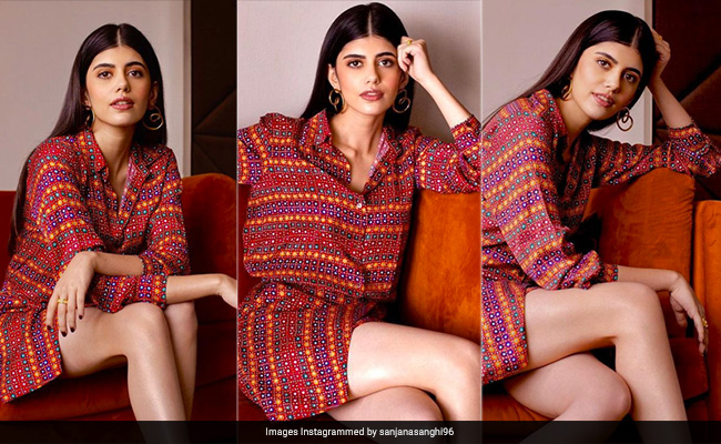 In A Printed Shirt Dress And Gladiator Heels, Sanjana Sanghi Is Peak Gen Z Cool Girl Style